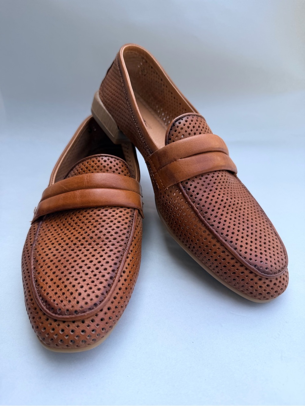 Pikolinos Almeria Brown Leather Loafers 39 Laser Cut Slip On Cushioned Support